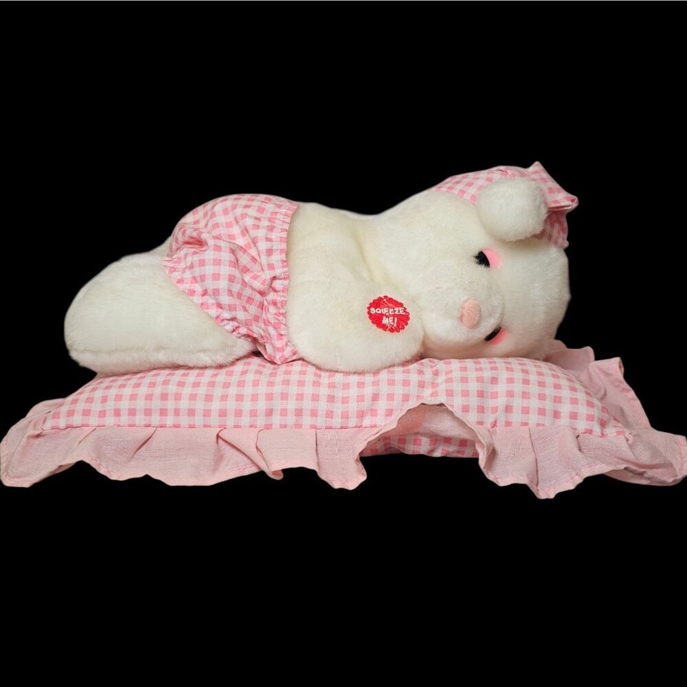 Goffa Teddy Bear Pink PJ‎ Bedtime Baby Pillow Laying Plush Soft Prayer WORKS
